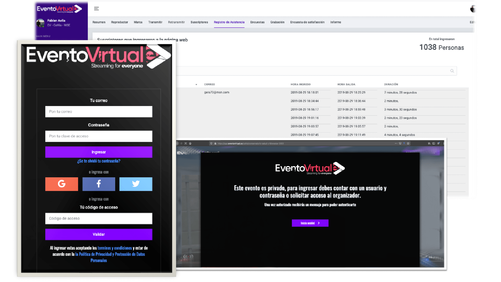 Plataforma para Transmisión de Eventos y Streaming con control de acceso de audiencia y registro